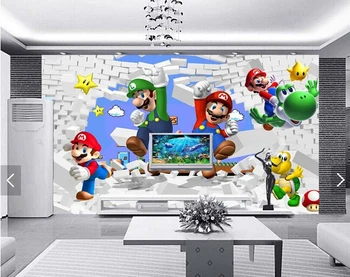 Vlastné tapetu pre deti.Super Mario Animácie,3D moderné nástenné maľby pre obývacia izba gauč detskej izby stenu, vinylové tapety