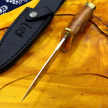 Vlastné Vonkajšie lovecký nôž ručne kempingové malé Bowie nožom AUS-8 oceľových Pevnou čepeľou púšti nástroj prežitia dreva rukoväť mes