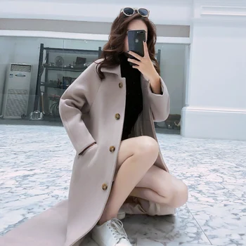 Vlna Ženy, Nové Módne 2020 Kórejský Štýl Slim Dámske Kabáty Ženy Harajuku Jednoduché Zimný Kabát Dámske Elegantné Jediného Tlačidla Chic