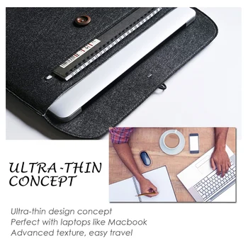 Vlnená Plsť Hasp Pevné Laptop Rukáv Notebook Taška Case Funda Pre 11 12 13 palcový MacBook Air Pro Samsung Unisex Pre Mužov, Ženy