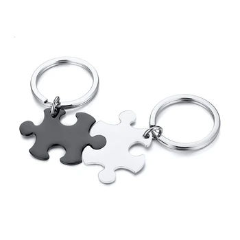 Vnox Free Kombinácia Lesklého Puzzle z Nehrdzavejúcej Ocele Kay Reťazca Prispôsobiť Unisex BFF Najlepší Priateľ Fmiliy Pár Jedinečný Krúžok na kľúče