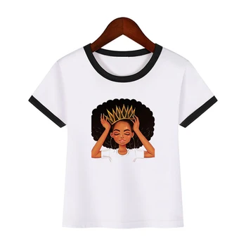 Vogue čierny dievča magic t shirt deti tshirt top vlastný diy tee tričko cool melanínu kráľovná tlače top detí dieťa t-shirt