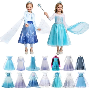 VOGUEON Snehová Kráľovná 2 Princezná Dievčatá Šaty Elsa Detský Kostým Na Halloween Party Cosplay elza súbory na 2 Zdobiť Fantázie Vestido Infantil