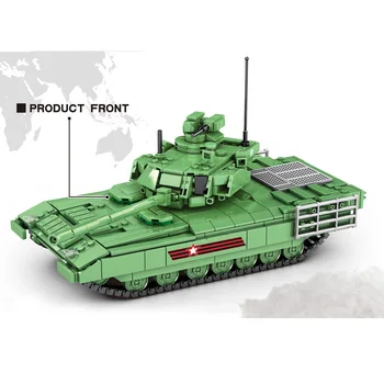 Vojenské série druhej svetovej VOJNY Rusko T-14 Hlavný Bojový Tank DIY Model Stavebné kamene, Tehly, Hračky, Darčeky