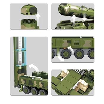 Vojenské série Čínska Armáda DF-41 medzikontinentálnych rakiet spustenie vozidla DIY model Stavebné kamene, Tehly, Hračky, Darčeky