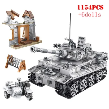 Vojenskú Techniku Armády Veľkých Tankových Tiger Tank Stavebné Bloky WW2 Mesto Vojak Údaje Tehly Vzdelávacie Hračky Pre Deti Darček