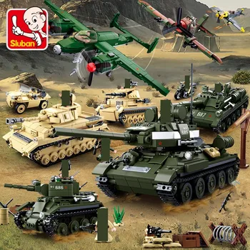 Vojenský Tank WW2 Armáda Vojakov, Lietadlo, Vrtuľník Stavebné Bloky Sady Brinquedos Tehly Údaje Playmobil Vzdelávacie Deti Hračky