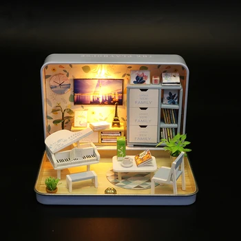 Vtipné Doll House Hračky, Nábytok Auta Ručné Roombox Kreatívne Darčeky Domova Zostavený Model Budovy Súpravy Nástroj