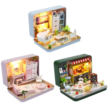 Vtipné Doll House Hračky, Nábytok Auta Ručné Roombox Kreatívne Darčeky Domova Zostavený Model Budovy Súpravy Nástroj