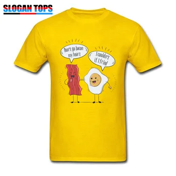 Vtipné Mens Tshirts Tlač nemám ísť slaniny moje srdce Vajcia nemohli ak vyprážané T-shirt Mužov Vtipné Tričko Raňajky Mime Topy Tees XXXL