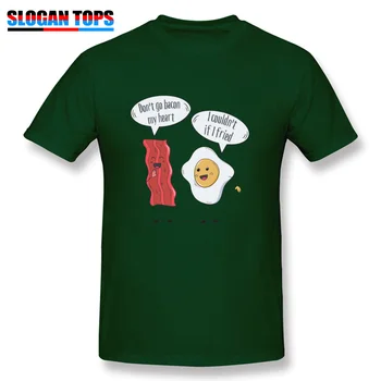Vtipné Mens Tshirts Tlač nemám ísť slaniny moje srdce Vajcia nemohli ak vyprážané T-shirt Mužov Vtipné Tričko Raňajky Mime Topy Tees XXXL