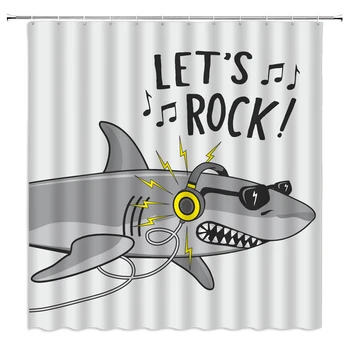 Vtipné Shark Sprchové Závesy Moderné Osobnosti Kúpeľňa Závesy 3d Vytlačené Dekorácie Nepremokavé Tkaniny S Háčikmi Vaňa Opony