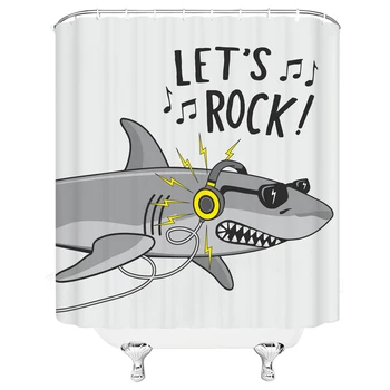 Vtipné Shark Sprchové Závesy Moderné Osobnosti Kúpeľňa Závesy 3d Vytlačené Dekorácie Nepremokavé Tkaniny S Háčikmi Vaňa Opony