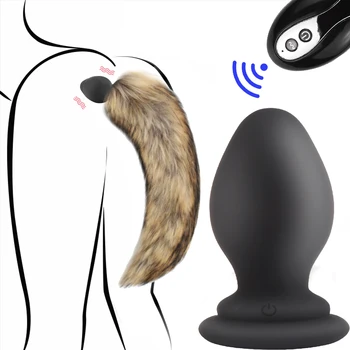 Vymeniteľné fox chvost vlasy fox chvost análny plug BDSM Bezdrôtové Diaľkové Hlásenie Zadok Plug Riti Dilator Pre Páry Dospelých Hry