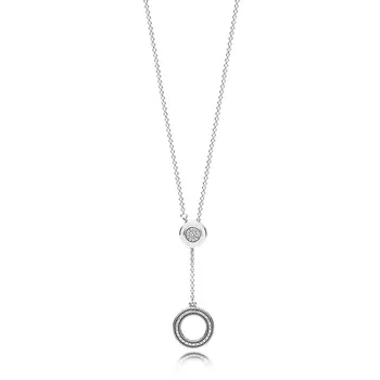 Vysoko kvalitné Klasické 925 Silver obojstranné Jednoduché Srdcia, Kruhy, Láska Tvar Náhrdelník Originálne Dámske Šperky S Čaro
