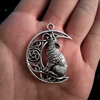 Vysoko Kvalitné Kovové Valknut Odin 's Symbol Severanov Viking Mužov Mesiac Vlk Prívesky Amulet zobrazili kľúčové tlačidlá Pre Šperky Robiť