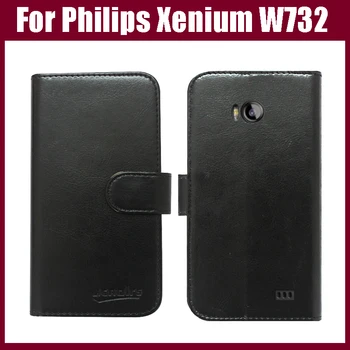 Vysoko Kvalitné Kožené puzdro Flip pre Philips Xenium W732 mobilný telefón s držiteľom karty štýl + Doprava Zadarmo