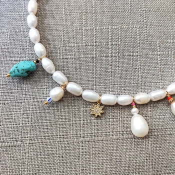 Vysoko kvalitné prírodné sladkovodné perlový náhrdelník módne malý prívesok zdobené etnických šperky, doplnky pre ženy pridáva kúzlo