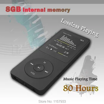 Vysoko kvalitné reálne 8GB 80 Hodín bezstratové prehrávanie Hudby MP3 prehrávač s 1.8