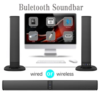 Vysoko Kvalitné Super Bass 20W 4 horn Energie Bezdrôtový Odnímateľný Bluetooth, TV Soundbar Reproduktorov pre Domáce kino
