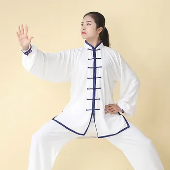 Vysoko Kvalitné Ženy Muži Wushu Jednotné Dlhý Rukáv Tai Chi Oblečenie Štádiu Dospelých Bojových Umení Wing Chun Vyhovovali Kungfu Oblečenie Handričkou 90
