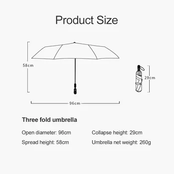 Vysoko Kvalitný Automatický Dáždnik Dážď Ženy Troch-skladací Dáždnik Vetru Čistý Farebný Dáždnik Žena Nepremokavé parasol