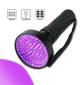Vysoko kvalitný UV Svetlo 100LED 51LED Q5LED UV Svetlo, Zoom Baterka pochodeň svetla lampy, bezpečnostné Ultrafialové UV detekciu AA batérie A1