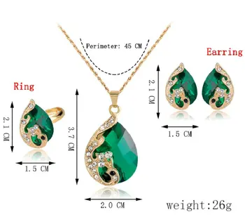 Vysoká Kvalita 5 farieb krištáľový páv jemné šperky sady nevesta svadobné náhrdelník ohrringe nastaviť parure bijoux femme