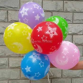 Vysoká Kvalita! 50pcs 2,8 g 12 palcový hviezdy, mesiac vytlačené latex hélium balóniky Deti Dieťa Narodeniny, Svadobné Party Dekor ruid balón