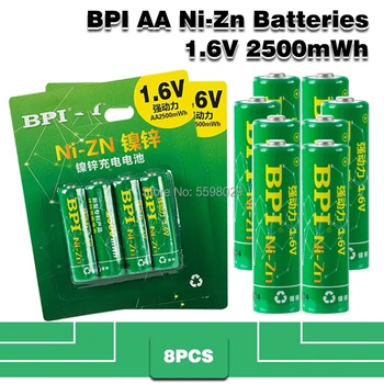 Vysoká kvalita 8Pcs NiZn Ni-Zn 1,6 V AA 2500mWh Nabíjateľná Batéria + LiPO4 Ni-Zn AA AAA USB Inteligentné nabíjačky