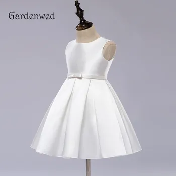 Vysoká Kvalita Mikado Jednoduchý Dizajn Kvetina Dievča Šaty Baby Girl Dress 2019 Plesové Šaty, Malý Luk Krídla Koleno Dĺžke Baby Party Šaty