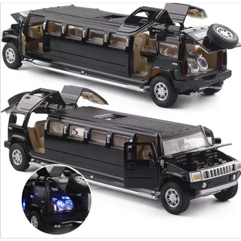 Vysoká simulácia 1:32 zliatiny limuzína hummer kovové diecast modelu auta vytiahnuť späť blikajúce hudobné deti hračky doprava zadarmo