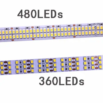 Vysoké svetlé 12V 24V 2835 LED Pásy pásky svetlo dvojradu IP20 Non-Nepremokavé 480leds/M 5 m/Roll LED Strip Biela/Teplá Biela