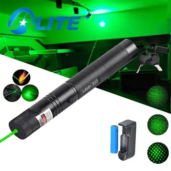 Vysoký Výkon 532nm Vojenské Zelené Laserové Pero-Ľahké Hliníkové Pálenie lúč Laserové Ukazovátko PPT Prezentácie s nabíjačka+ 18650 Batérie