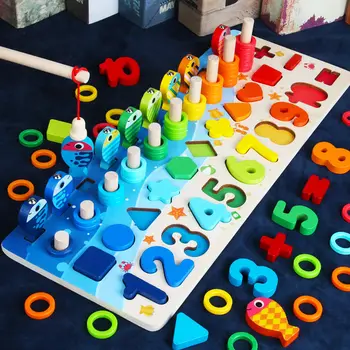 Vzdelávanie Montessori Drevené Hračky Matematiky Rada Predškolského Drevené Rybárske Montessori Hračky Montessori Číslo Geometria