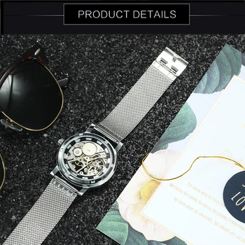 VÍŤAZ Automatické Hodinky Mužov Ultra Tenký Zlatý Oka Popruh Top Značky Luxusný Klasický Rezbárstvo Kostra Mechanické Unisex Náramkové hodinky