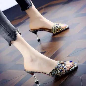 Výšivky Lete Ženy Vysoké Podpätky Sandále Open-toepeep Vysoké Podpätky Dámy Sandále Osobné Drahokamu Stiletto Sandále