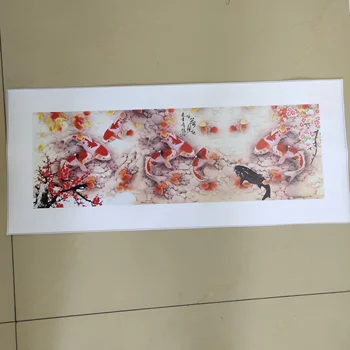 Wall Art Obraz HD Tlač Čínsky Abstraktné Deväť Koi Fish Krajiny olejomaľba na Plátne, Plagát Pre Obývacia Izba Moderný Dekor
