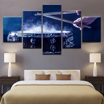 Wall Art Plátne Obrazy Modulárny Domova HD Vytlačí 5 Kusov Bubny Obrázky, Hudobné Nástroje Plagáty Obývacia Izba Rámec