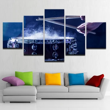 Wall Art Plátne Obrazy Modulárny Domova HD Vytlačí 5 Kusov Bubny Obrázky, Hudobné Nástroje Plagáty Obývacia Izba Rámec