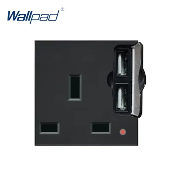 Wallpad 2 USB Nabíjačka 13A UK Štandard Zásuvka Funkčné Tlačidlo s LED Pre Modul len 52*52mm