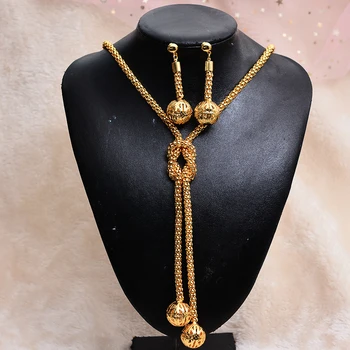 WANDO Perličiek Veľké Šperky set Náhrdelník & Prívesok, Náramok, Náušnice, Zlatá Farba Reťazca Ženy Romantický Darček Afriky nastaviť Arabské
