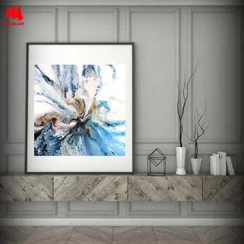 WANGART Minimalistické Umenie Giclee Tlač Abstraktné, Modrou Umenie Pobrežnej Krajiny obrazov na Stenu Pre Obývacia Izba Domova JY598
