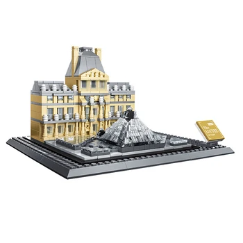 WANGE 778pcs Francúzsko Slávny Architektúry Paris Louvre, Palác Múzeum Orientačný bod zostavené Stavebné Bloky Stavebné Bloky Hračky