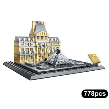 WANGE 778pcs Francúzsko Slávny Architektúry Paris Louvre, Palác Múzeum Orientačný bod zostavené Stavebné Bloky Stavebné Bloky Hračky