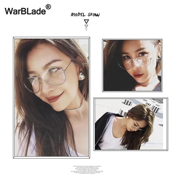 WarBLade 2018 Vintage Zlato Rámom slnečné Okuliare Žena Klasické Okuliare Transparentné Jasný Objektív Optický Žien a Mužov Eyewears