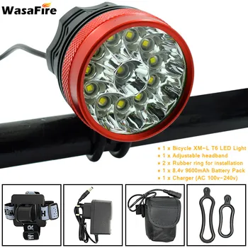 WasaFire 12 LED 2 v 1 Svetlometu 20000Lumen 12x XML-T6 LED Bicyklov Svetla Cyklistické Bicykli čelová Lampa + 9600mah 18650 Batériu