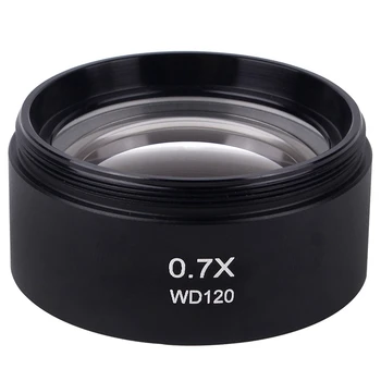 WD120 0.7 X Trinocular Stereo Mikroskopom Pomocné Cieľ Objektív Barlow Šošovky 48 mm Závit