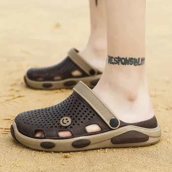 WEH 2020 Letné Sandále Mužov Ležérne Topánky Tkaných Dreváky Priedušná Pláži Papuče Bežné Mužské Vody Duté Jelly Chaussure Homme