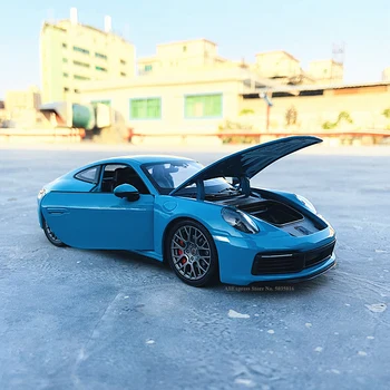 WELL 1:24 Porsche 911 Carrera 4S (992) športové auto modrá simulácia zliatiny model auta, remeslá dekorácie zbierku hračiek nástroje darček